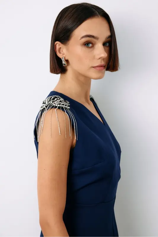 Accessory Detailed Jumpsuit - NAVY BLUE-NAVY BLUE - 7