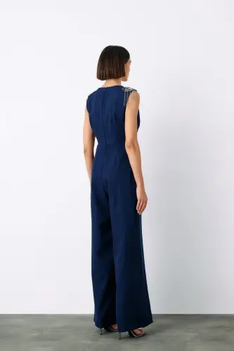 Accessory Detailed Jumpsuit - NAVY BLUE-NAVY BLUE - 8