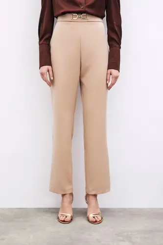 Accessory Detailed Pants - Camel-CAMEL - SATEEN (1)