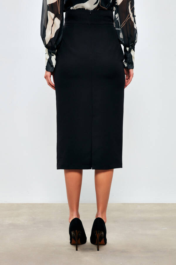 Accessory Detailed Pencil Skirt - BLACK - 10