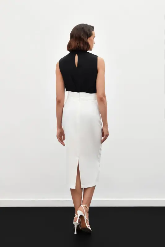Accessory Detailed Pencil Skirt - ECRU-ECRU - 6