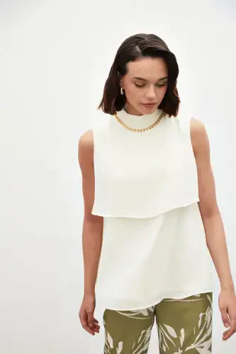 Accessory Detailed Ruffled Blouse - Cream - 4