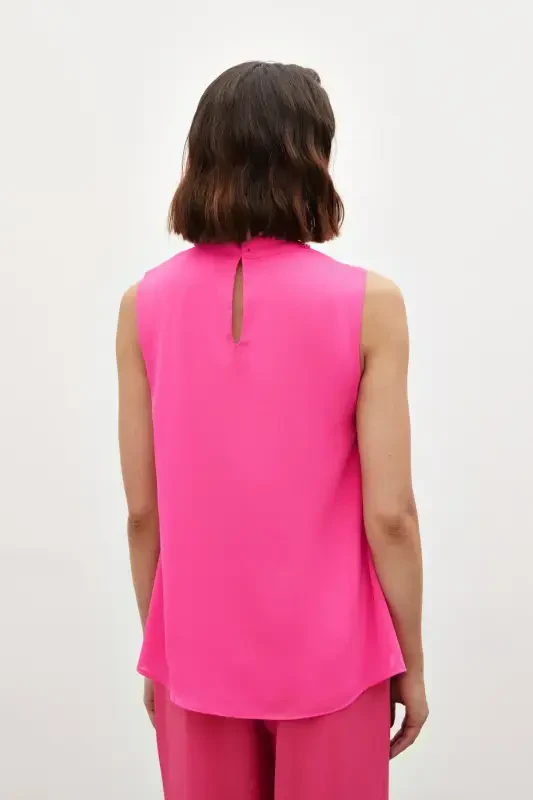 Accessory Detailed Ruffled Blouse - Fuchsia - 8