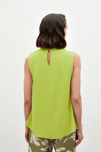 Accessory Detailed Ruffled Blouse - Olive Green - 8