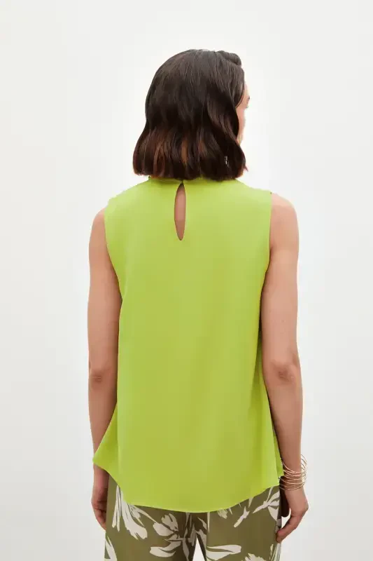 Accessory Detailed Ruffled Blouse - Olive Green - 8