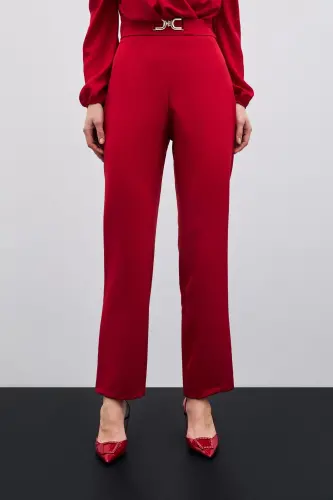 Accessory Detailed Trousers - Red - RED - SATEEN (1)