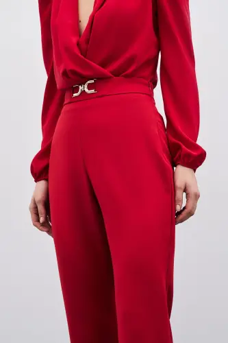 Accessory Detailed Trousers - Red - RED - 3