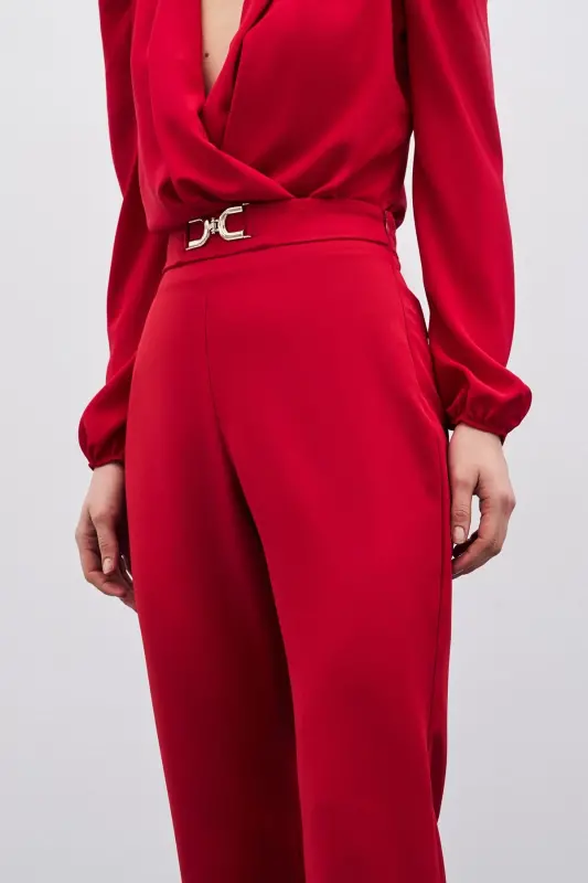 Accessory Detailed Trousers - Red - RED - 3