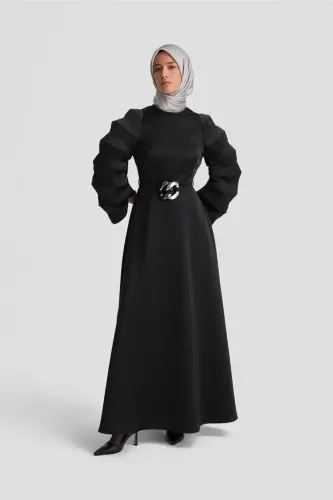 Accordion Sleeves Chic Dress 24k9900 Black - 1