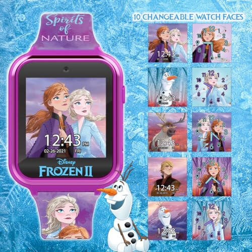 Accutime Çocuk Disney Frozen Akıllı Saat Kamera ile Çocuklar ve Bebekler İçin - Oyunlar, Ses Kaydedici, Hesap Makinesi, Pedometre, Alarm, Kronometre ile Etkileşimli Akıllı Saat - 5