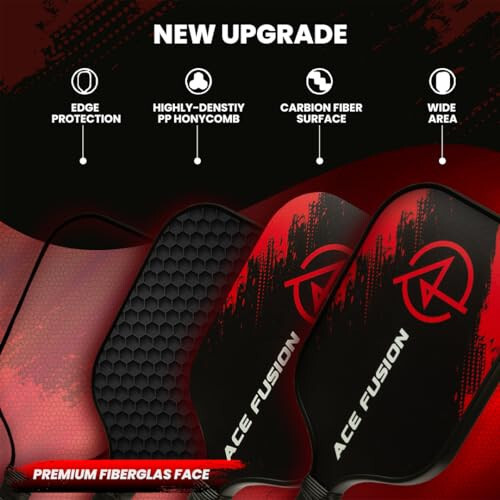 ACE FUSION - Pickleball Paddles Set of 2 with Premium Fiberglass Surface, 2 Pickleball Rackets, 4 Pickleballs,1 Portable Carry Bag, Pickle Ball Paddle Set for Beginners to Pros - 2
