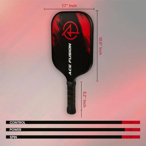 ACE FUSION - Pickleball Paddles Set of 2 with Premium Fiberglass Surface, 2 Pickleball Rackets, 4 Pickleballs, 1 Portable Carry Bag, Pickle Ball Paddle Set ​for Beginners to Pros - 4