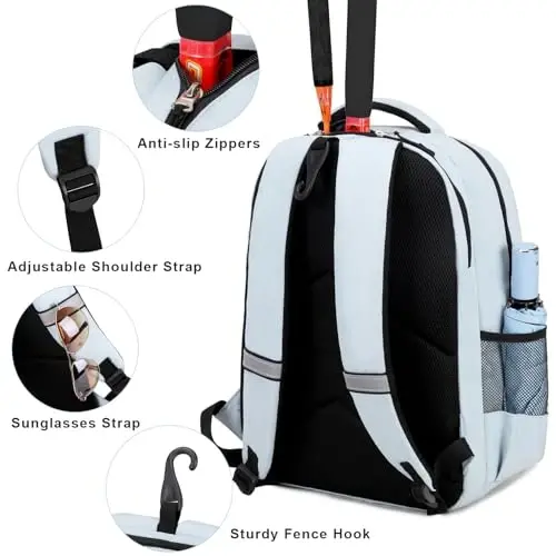 ACESAK Tennis Backpack Tennis Bag for Women Men - Tennis Bag Holds 2 Rackets, Badminton Squash, Pickleball Paddles Balls - 5