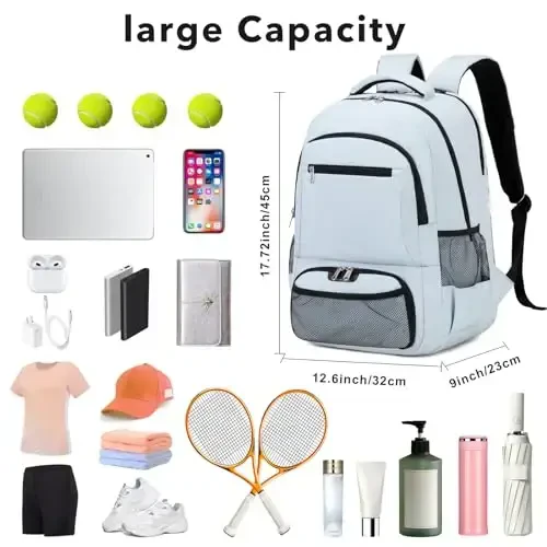 ACESAK Tennis Backpack Ayollar Erkaklar uchun Tennis Sumkasi - Tennis Sumkasi 2 Raketka, Badminton Skvosh, Pickleball Eshkaklari va To'plarini Sig'dira oladi - 2
