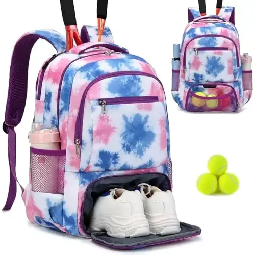ACESAK Tennis Backpack Tennis Bag for Women Men - Tennis Bag Holds 2 Rackets, Badminton Squash, Pickleball Paddles Balls - 1