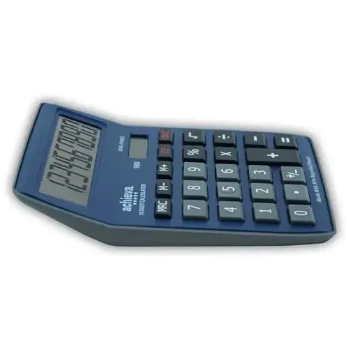 Achieva 10-Digit LCD Display Desktop Calculator | Blue, Gray | Dual Solar & Battery Power | Made with 30% Recycled Plastic | for Home, Office, School (980) - ACHIEVA (1)