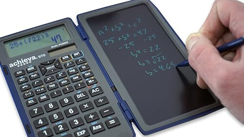 Achieva Scientific Calculator with Erasable LCD Writing Tablet | 2-Line Display | Dual Solar & Battery Power | for Students in Middle School, High School (970) - 2