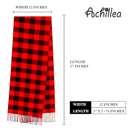 Achillea CasModazoneere Hisse Tartan Ekose Atkı - Erkekler ve Kadınlar için Klasik Kış Atkısı, İskoç Mirası Yılbaşı Hediyesi - 3