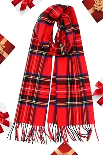 Achillea CasModazoneere Hisset Tartan Ekose Eşarp - Erkekler ve Kadınlar için Klasik Kışlık Eşarp, İskoç Mirası Tatil Hediyesi - 4