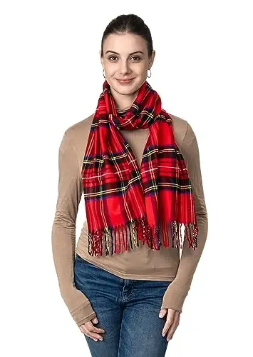 Achillea CasModazoneere Hisset Tartan Ekose Eşarp - Erkekler ve Kadınlar için Klasik Kışlık Eşarp, İskoç Mirası Tatil Hediyesi - 6