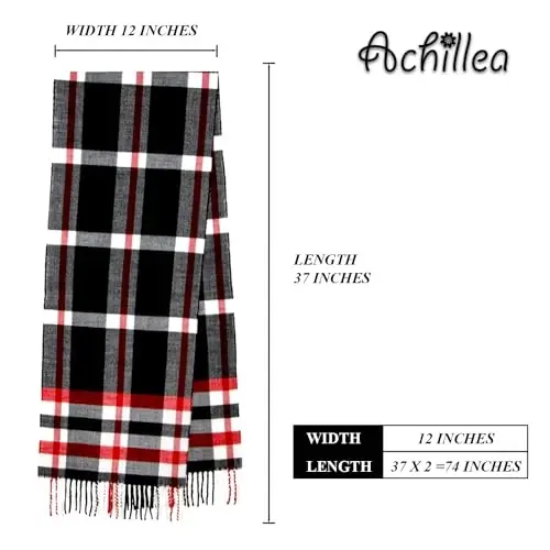 Achillea CasModazoneere Hisset Tartan Ekoseli Atkı - Kadın ve Erkek için Klasik Kış Atkısı, İskoç Mirası Yılbaşı Hediyesi - ACHILLEA (1)