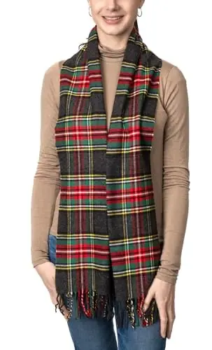 Achillea CasModazoneere Hisset Tartan Ekoseli Atkı - Kadın ve Erkekler İçin Klasik Kış Atkısı, İskoç Mirası Yılbaşı Hediyesi - ACHILLEA (1)