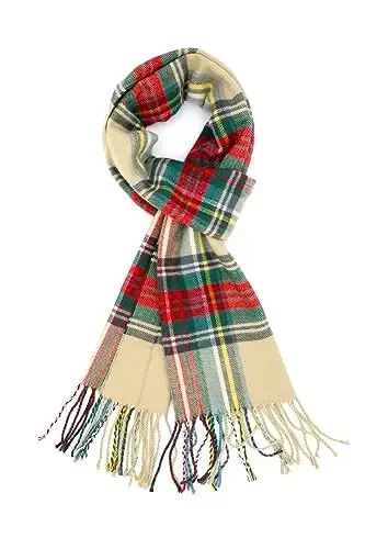 Achillea Scottish Tartan Plaid Scarf - Warm CasModazoneere Feel Winter Scarf, Scarves for Holiday, Christmas & Daily Wear - 1