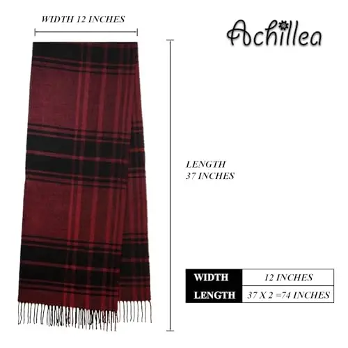 Achillea Scottish Tartan Plaid Scarf - Warm CasModazoneere Feel Winter Scarf, Scarves for Holiday, Christmas & Daily Wear - 2