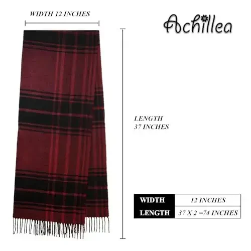 Achillea Scottish Tartan Plaid Scarf - Warm CasModazoneere Feel Winter Scarf, Holiday, Rojdestvo va Kundalik Kiyim uchun sharflar - 2
