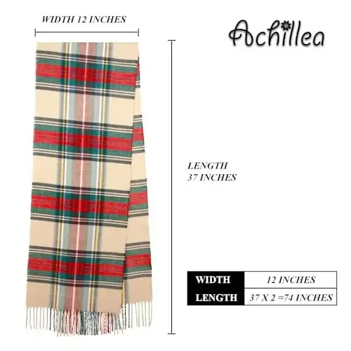 Achillea Scottish Tartan Plaid Scarf - Warm CasModazoneere Feel Winter Scarf, Holiday, Rojdestvo va Kundalik Kiyim uchun sharflar - 4