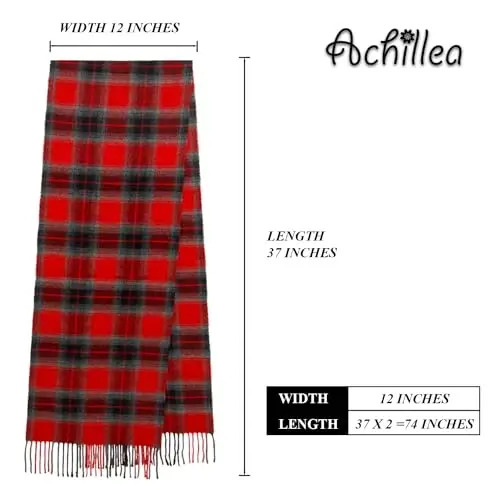 Achillea Scottish Tartan Plaid Scarf - Warm CasModazoneere Feel Winter Scarf, Holiday, Rojdestvo va kundalik kiyim uchun sharflar - 3