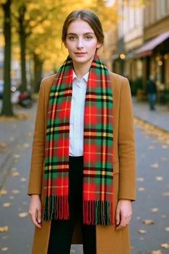 Achillea Scottish Tartan Plaid Scarf - Warm CasModazoneere Feel Winter Scarf, Scarves for Holiday, Christmas & Daily Wear - 3