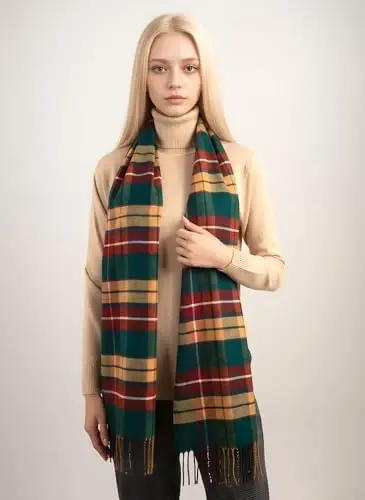 Achillea Scottish Tartan Plaid Scarf - Warm CasModazoneere Feel Winter Scarf, Scarves for Holiday, Christmas & Daily Wear - 3