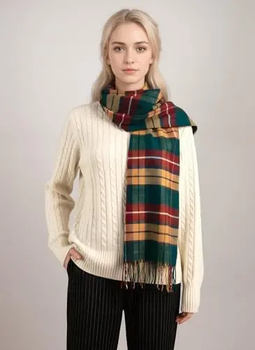 Achillea Scottish Tartan Plaid Scarf - Warm CasModazoneere Feel Winter Scarf, Scarves for Holiday, Christmas & Daily Wear - 4
