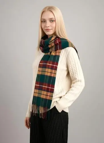 Achillea Scottish Tartan Plaid Scarf - Warm CasModazoneere Feel Winter Scarf, Scarves for Holiday, Christmas & Daily Wear - 5