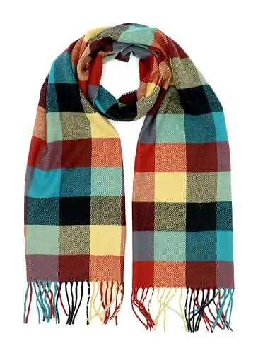 Achillea Scottish Tartan Plaid Scarf - Warm CasModazoneere Feel Winter Scarf, Scarves for Holiday, Christmas & Daily Wear - 1