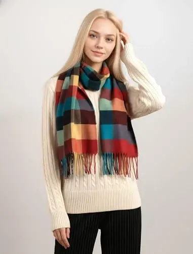 Achillea Scottish Tartan Plaid Scarf - Warm CasModazoneere Feel Winter Scarf, Scarves for Holiday, Christmas & Daily Wear - 3