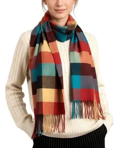 Achillea Scottish Tartan Plaid Scarf - Warm CasModazoneere Feel Winter Scarf, Scarves for Holiday, Christmas & Daily Wear - Achillea (1)
