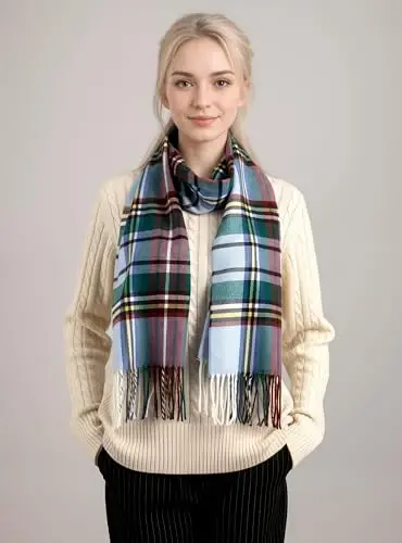 Achillea Scottish Tartan Plaid Scarf - Warm CasModazoneere-Feel Winter Scarf, Scarves for Holiday, Christmas & Daily Wear - 2