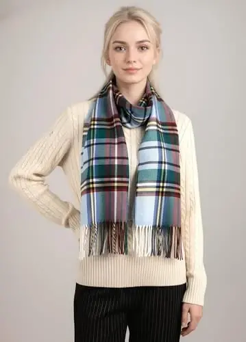 Achillea Scottish Tartan Plaid Scarf - Warm CasModazoneere-Feel Winter Scarf, Scarves for Holiday, Christmas & Daily Wear - 3