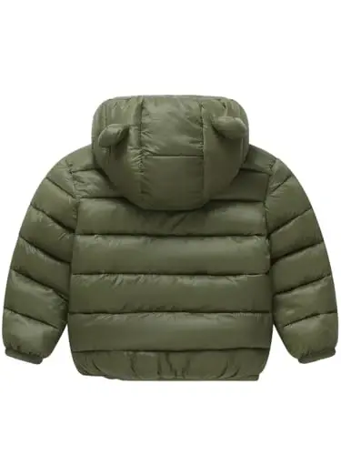 Achiyi Winter Coats Puffer Padded Jacket for Toddler Boys Girls Kids Light Outwear Cute Bear Ears with Hoods Clothing - 2