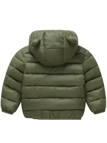 Achiyi Winter Coats Puffer Padded Jacket for Toddler Boys Girls Kids Light Outwear Cute Bear Ears with Hoods Clothing - 2