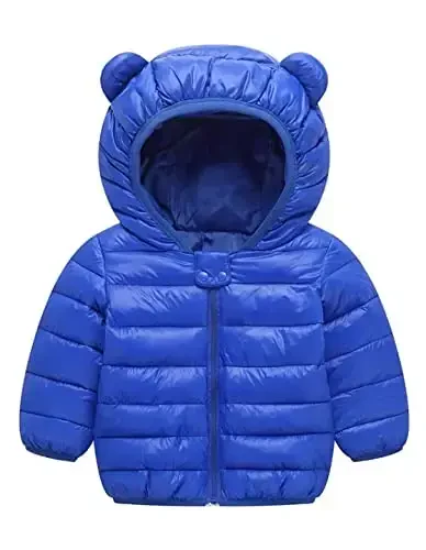 Achiyi Winter Coats Puffer Padded Jacket for Toddler Boys Girls Kids Light Outwear Cute Bear Ears with Hoods Clothing - ACHIYI (1)