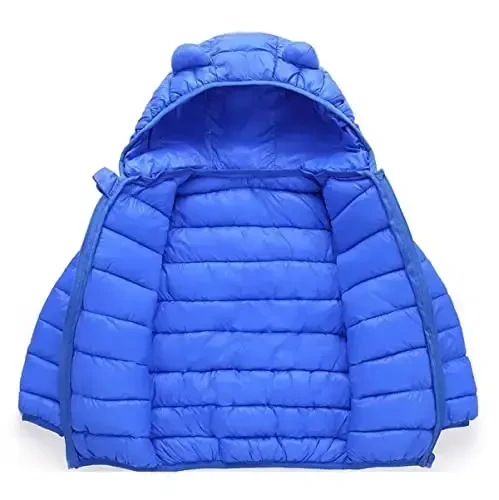 Achiyi Winter Coats Puffer Padded Jacket for Toddler Boys Girls Kids Light Outwear Cute Bear Ears with Hoods Clothing - 3