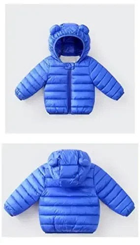 Achiyi Winter Coats Puffer Padded Jacket for Toddler Boys Girls Kids Light Outwear Cute Bear Ears with Hoods Clothing - 4