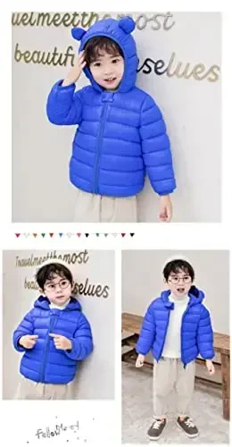 Achiyi Winter Coats Puffer Padded Jacket for Toddler Boys Girls Kids Light Outwear Cute Bear Ears with Hoods Clothing - 6