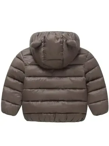 Achiyi Winter Coats Puffer Padded Jacket for Toddler Boys Girls Kids Light Outwear Cute Bear Ears with Hoods Clothing - 2