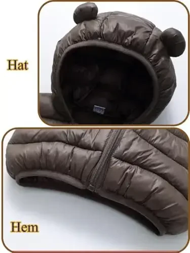 Achiyi Winter Coats Puffer Padded Jacket for Toddler Boys Girls Kids Light Outwear Cute Bear Ears with Hoods Clothing - 3