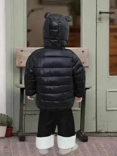 Achiyi Winter Coats Puffer Padded Jacket for Toddler Boys Girls Kids Light Outwear Cute Bear Ears with Hoods Clothing - 6