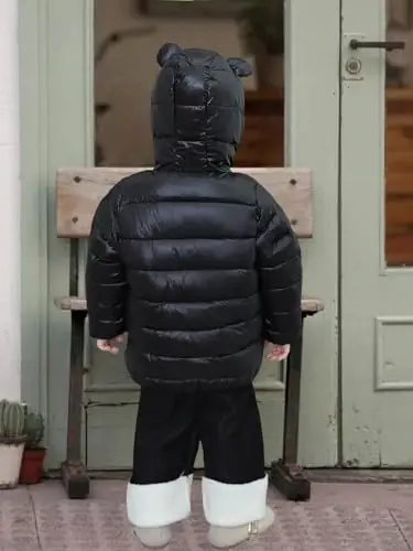 Achiyi Winter Coats Puffer Padded Jacket for Toddler Boys Girls Kids Light Outwear Cute Bear Ears with Hoods Clothing - 6